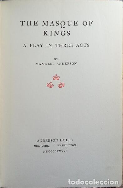 Libros: ANDERSON. (Maxwell) - THE MASQUE OF KINGS. - Foto 2