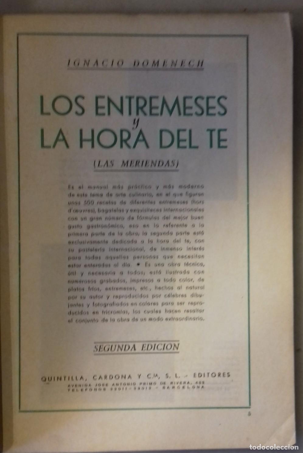 Libros: Ignacio Domenech - LOS ENTREMESES Y LA HORA DEL TE (LAS MERIENDAS) - Foto 4