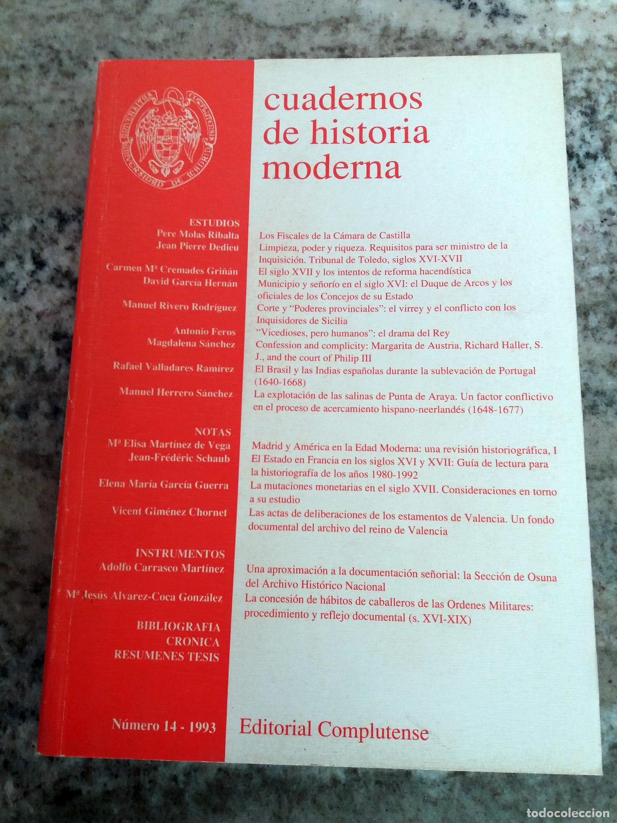 Libros: vvaa - CUADERNOS DE HISTORIA MODERNA. 1993. n&ordm; 14. - Foto 1