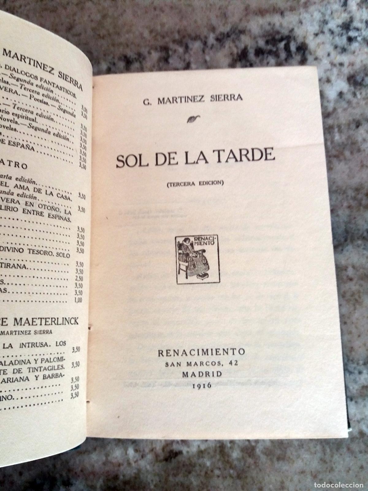 Libros: Gregorio Mart&iacute;nez Sierra - SOL DE LA TARDE - Foto 4
