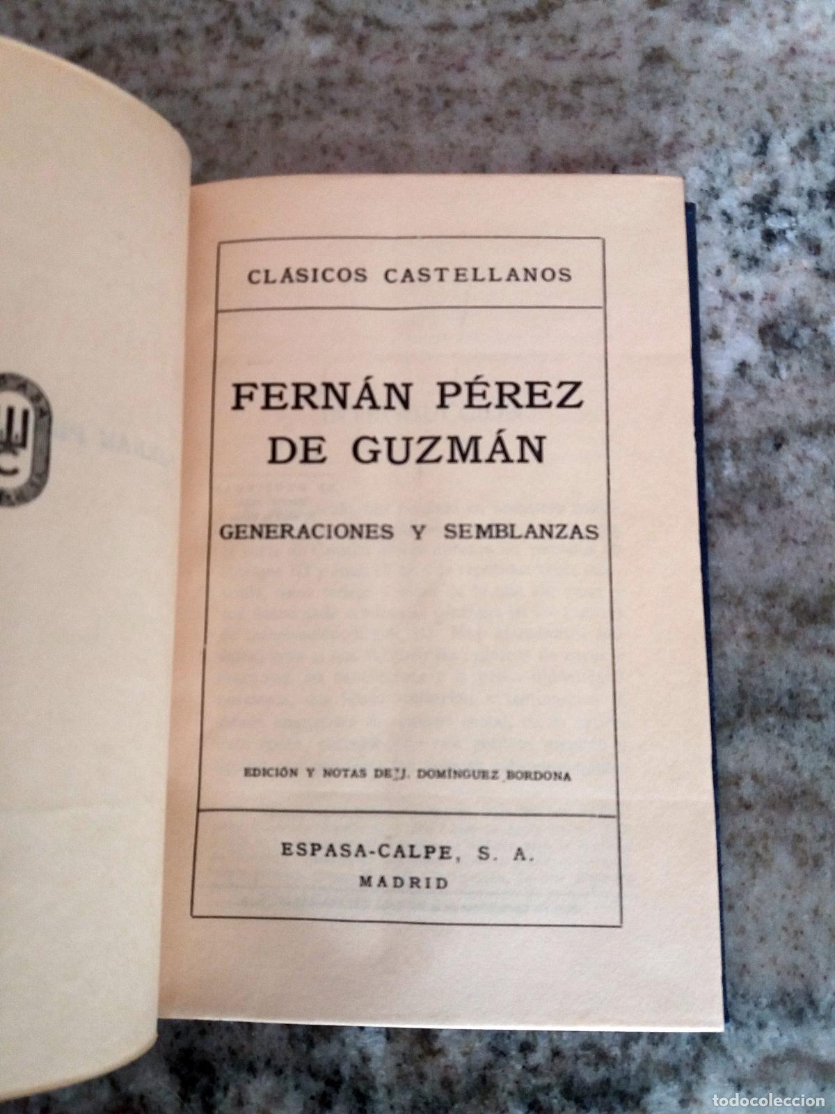 Libros: Fern&aacute;n P&eacute;rez de Guzm&aacute;n - GENERACIONES Y SEMBLANZAS - Foto 2