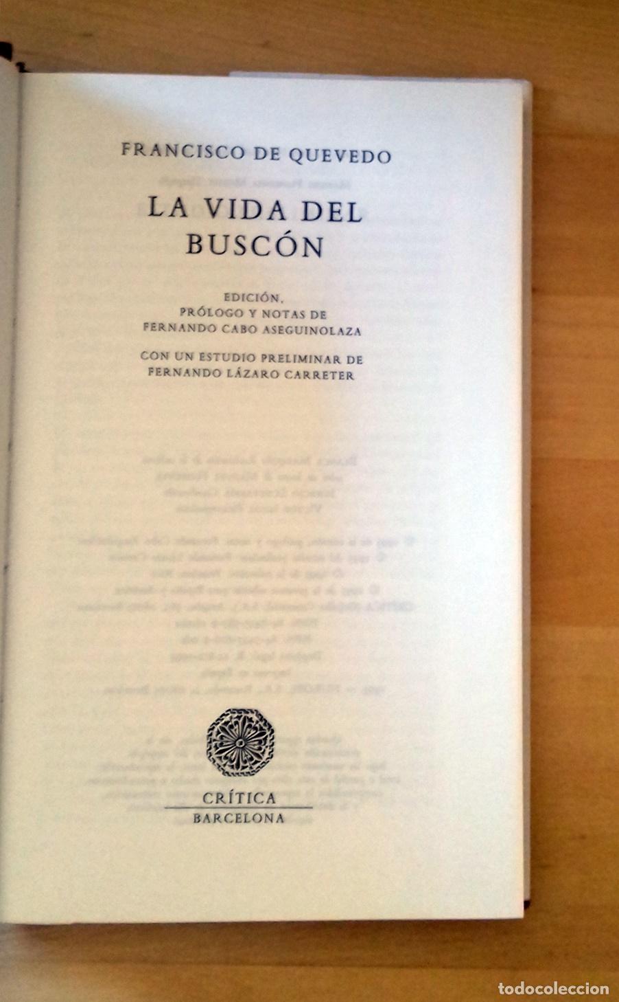 Libros: Francisco de Quevedo - LA VIDA DEL BUSC&Oacute;N - Foto 3