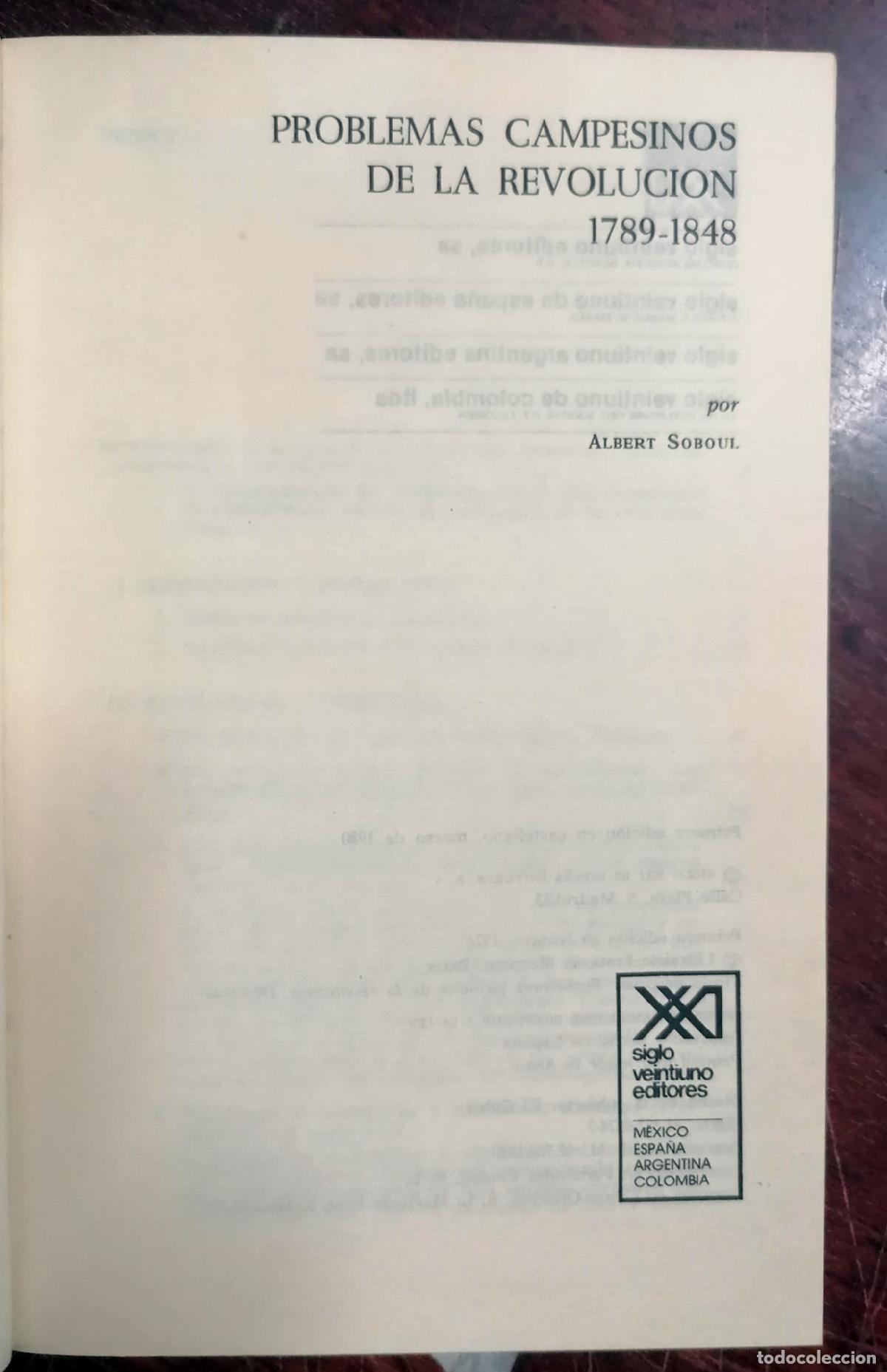 Libros: Albert Soboul - PROBLEMAS CAMPESINOS DE LA REVOLUCION - Foto 2