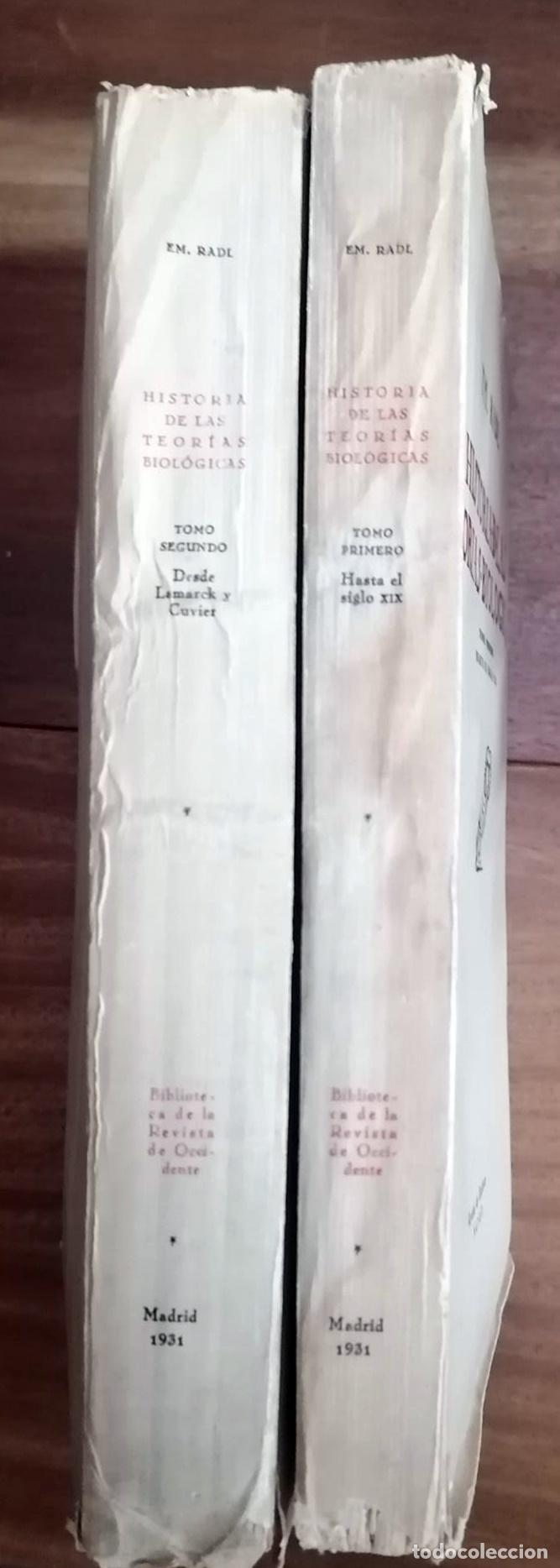 books: Em. Radl - HISTORIA DE LAS TEORIAS BIOLOGICAS. I y II. Completo.