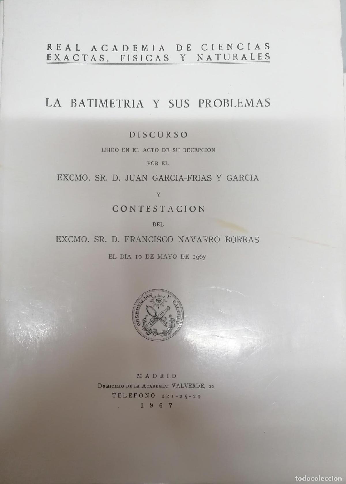 books: Garc&iacute;a-Frias y Garc&iacute;a, Juan - LA BATIMETR&Iacute;A Y SUS PROBLEMAS