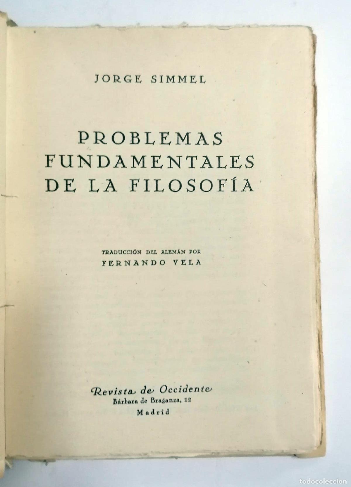 Libros: Jorge Simmel - PROBLEMAS FUNDAMENTALES DE LA FILOSOF&Iacute;A - Foto 2