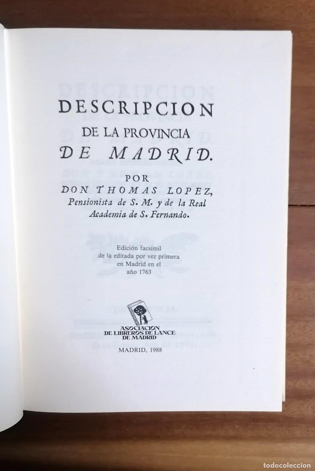 Libros: Thomas L&oacute;pez - DESCRIPCI&Oacute;N DE LA PROVINCIA DE MADRID - Foto 4