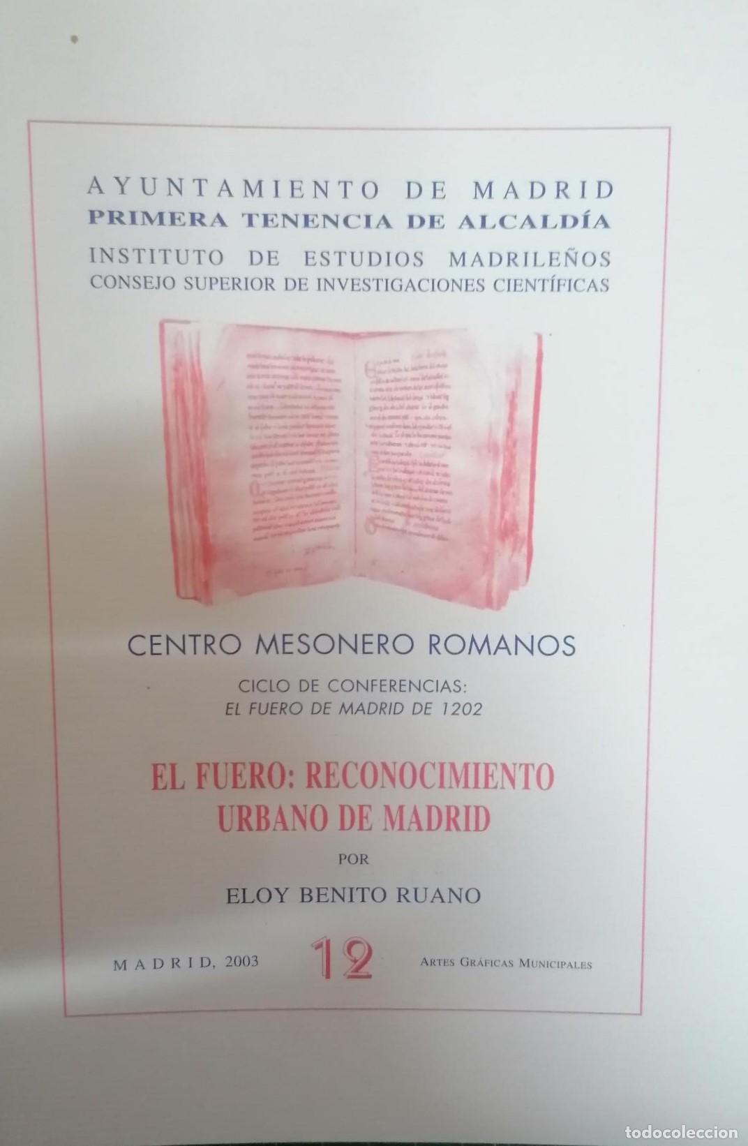 Libros: Benito Ruano, Eloy - EL FUERO: RECONOCIMIENTO URBANO DE MADRID