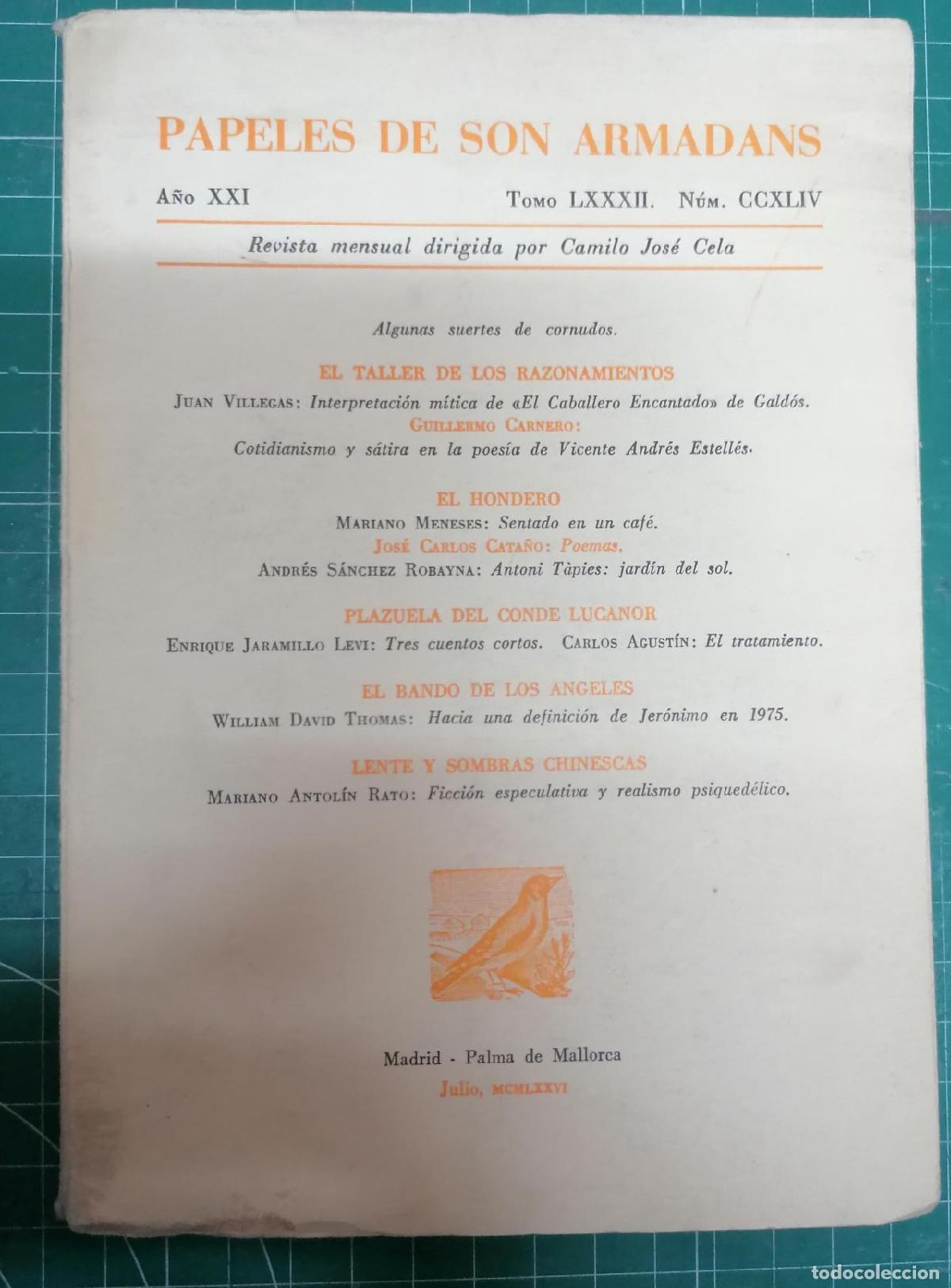 B&uuml;cher: VV. AA. - PAPELES DE SON ARMADANS. A&Ntilde;O XXI. TOMO LXXXII. N&ordm; CCXLIV