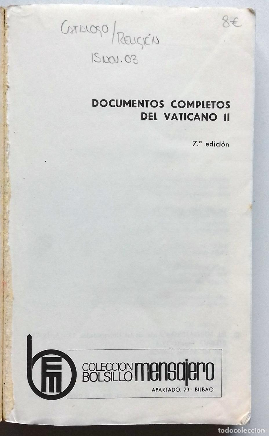 Libros: DOCUMENTOS COMPLETOS DEL VATICANO II - Foto 3