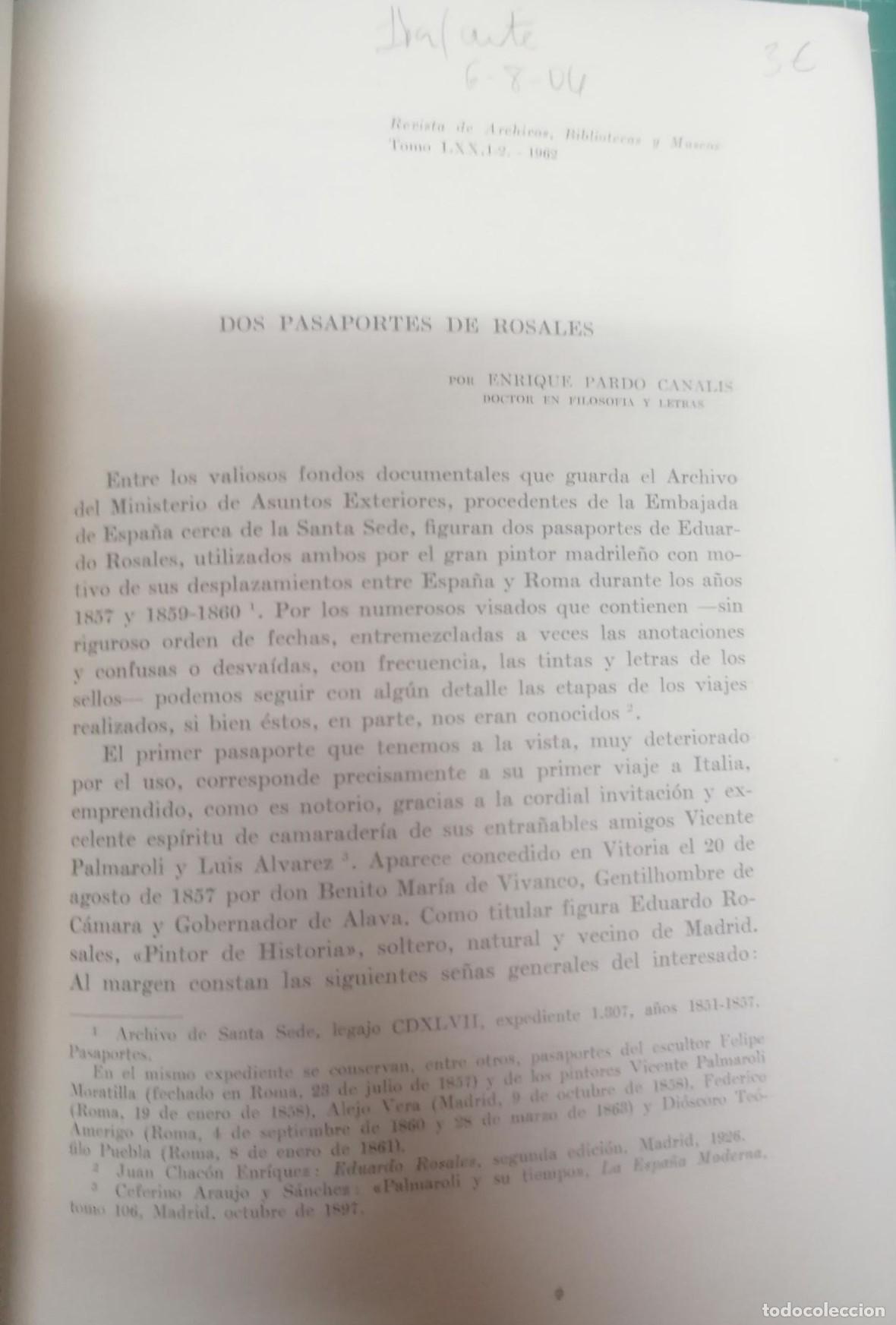 Libros: Pardo Canal&iacute;s, Enrique - DOS PASAPORTES DE ROSALES - Foto 2