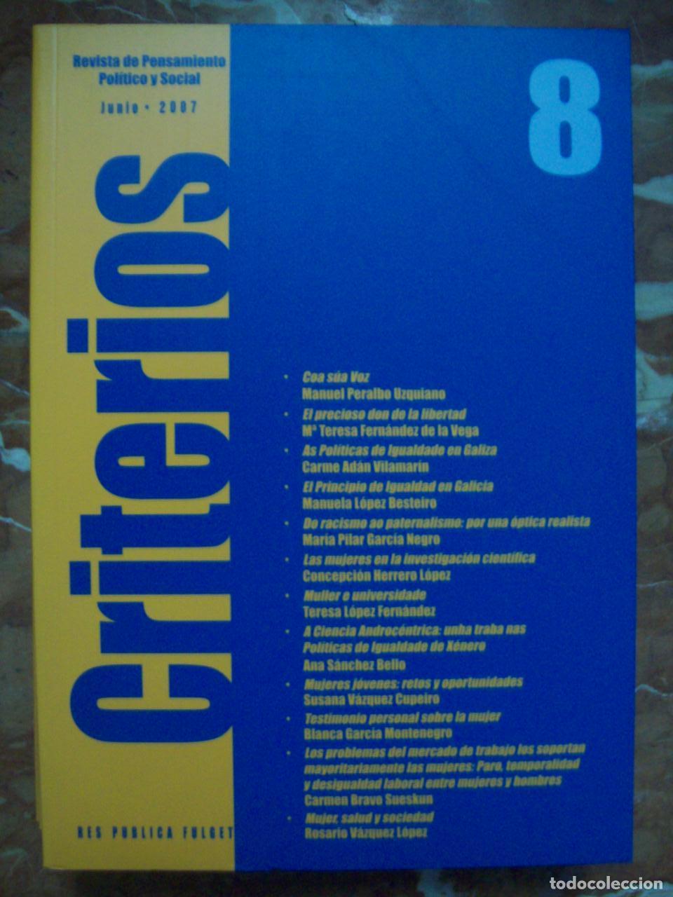 Libri di seconda mano: VV.AA. - CRITERIOS. RES PUBLICA FULGET. REVISTA DE PENSAMIENTO POL&Iacute;TICO Y SOCIAL N&ordm; 8