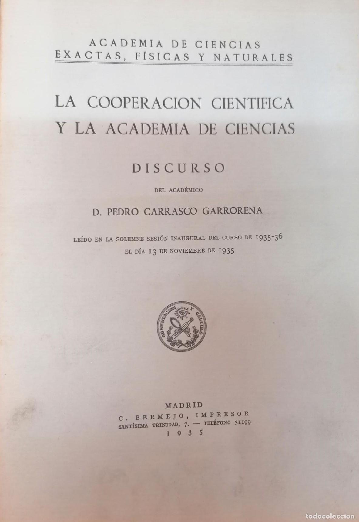 B&uuml;cher: Carrasco Garrorena, Pedro - LA COOPERACI&Oacute;N CIENT&Iacute;FICA Y LA ACADEMIA DE CIENCIAS