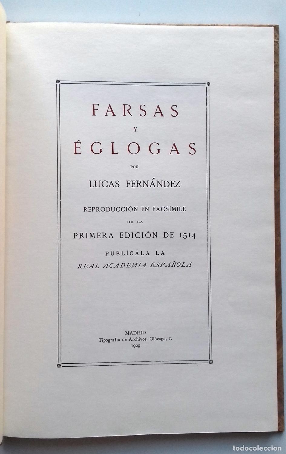 Libros: Fern&aacute;ndez, Lucas - FARSAS Y &Eacute;GLOGAS - Foto 2