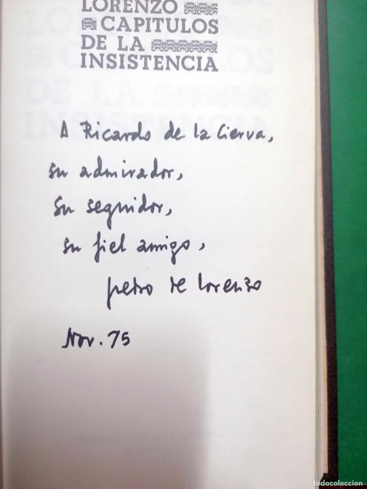 Libros: Lorenzo, Pedro de - CAP&Iacute;TULOS DE LA INSISTENCIA - Foto 3