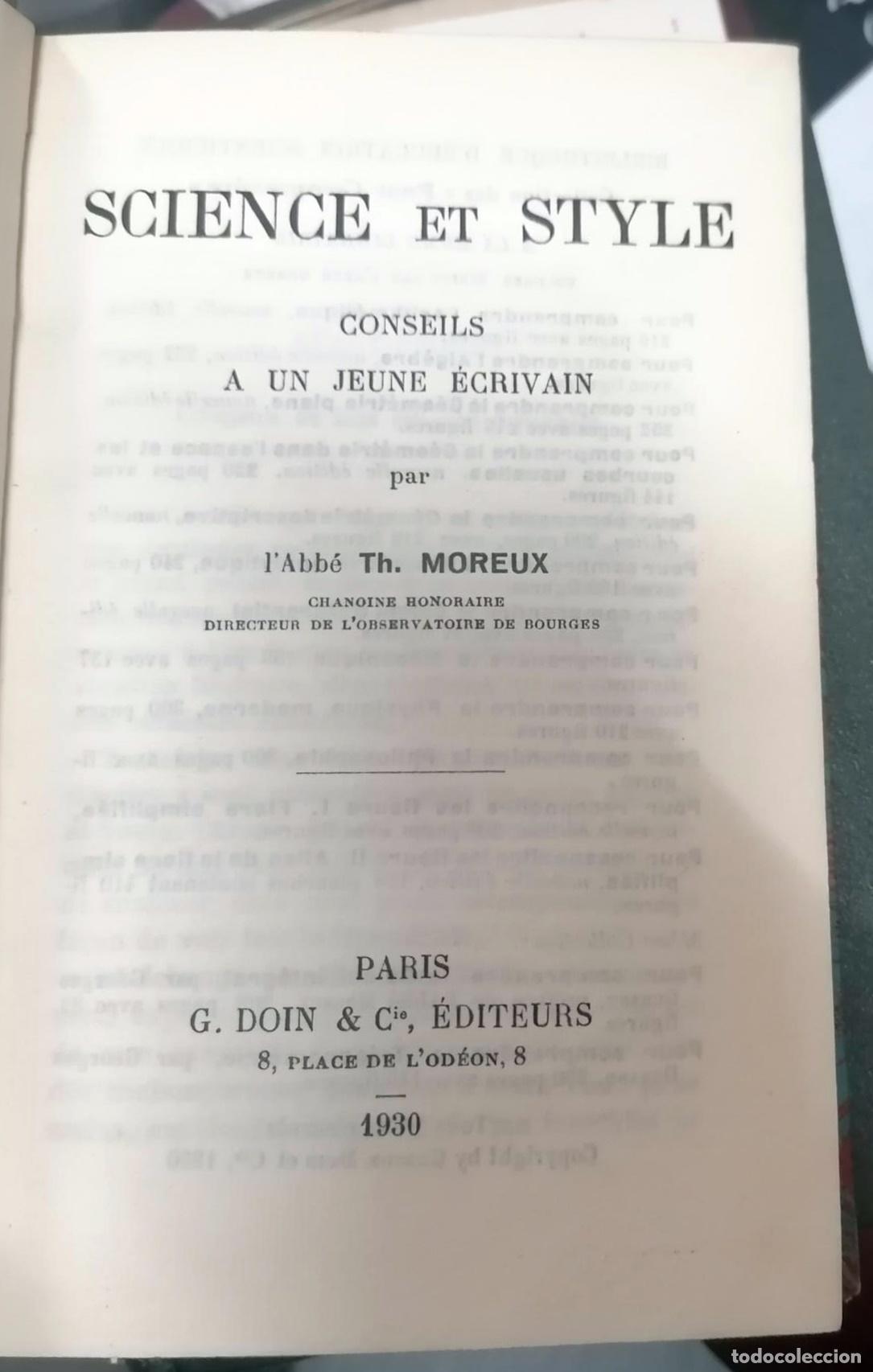 Libros: Th. Moreux - SCIENCE ET STYLE. Conseils a un jeune ecrivain - Foto 3
