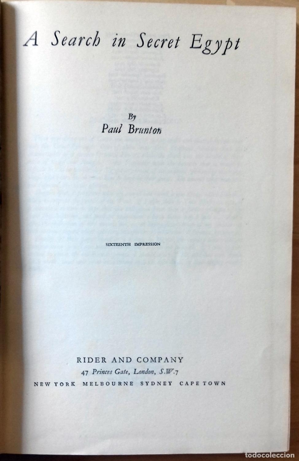 Libros: Paul Brunton - A SEARCH IN SECRET EGYPT - Foto 3