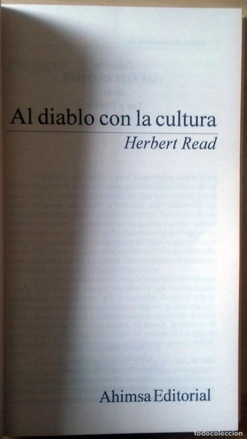 Libros: Herbert Read - AL DIABLO CON LA CULTURA - Foto 2