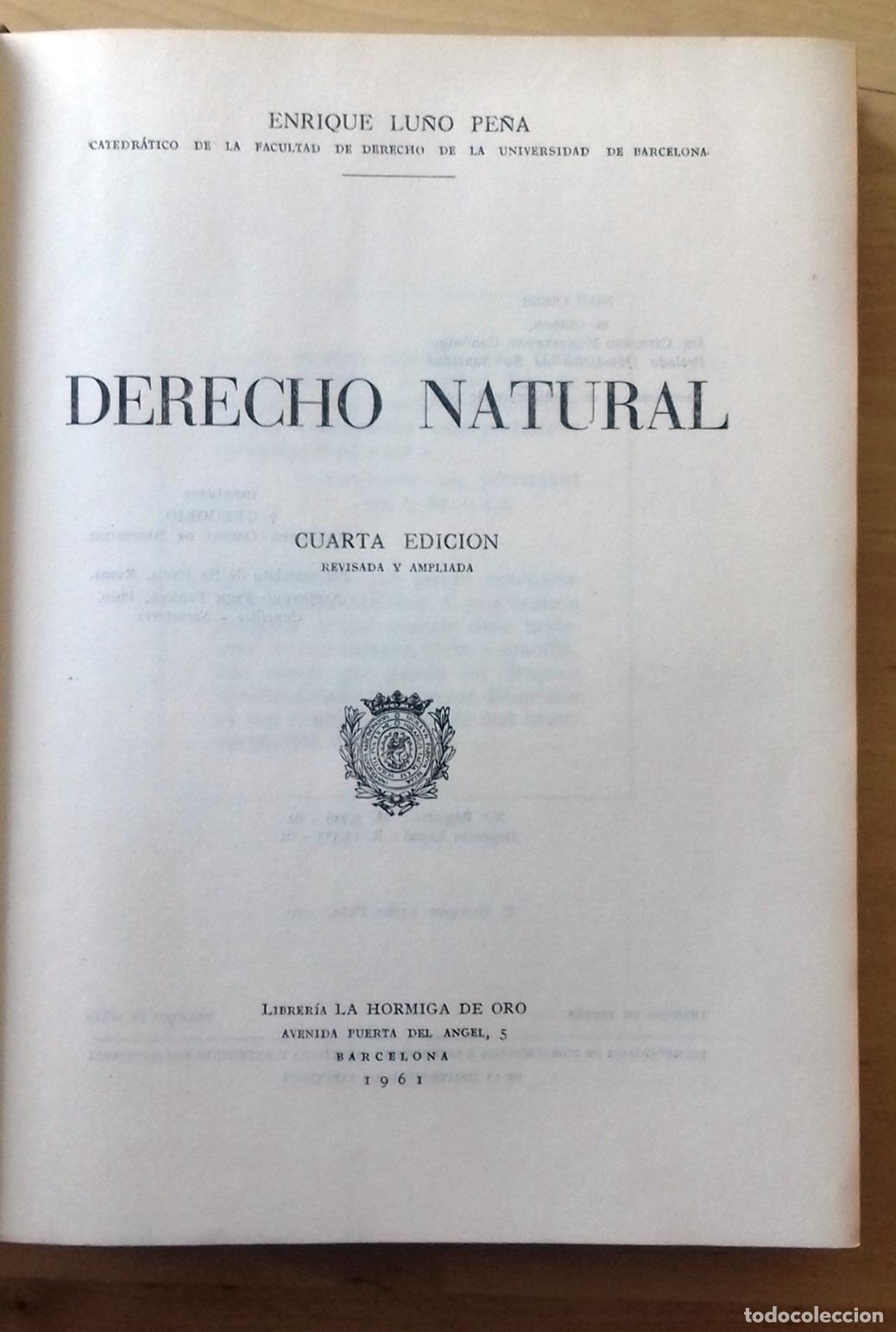 Libros: Enrique Lu&ntilde;o Pe&ntilde;a - DERECHO NATURAL - Foto 2