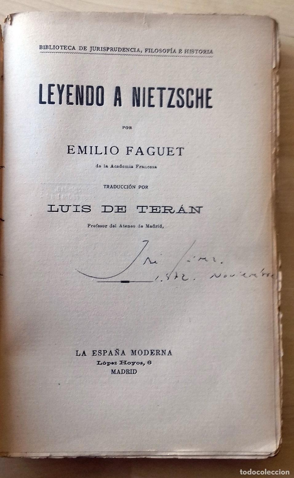 Libros: Emilio Faguet - LEYENDO A NIETZSCHE - Foto 2