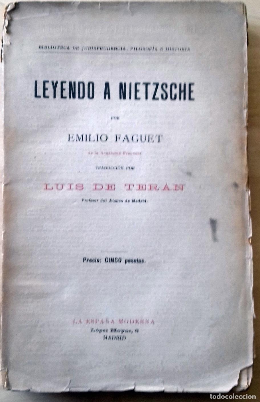 Libros: Emilio Faguet - LEYENDO A NIETZSCHE - Foto 1