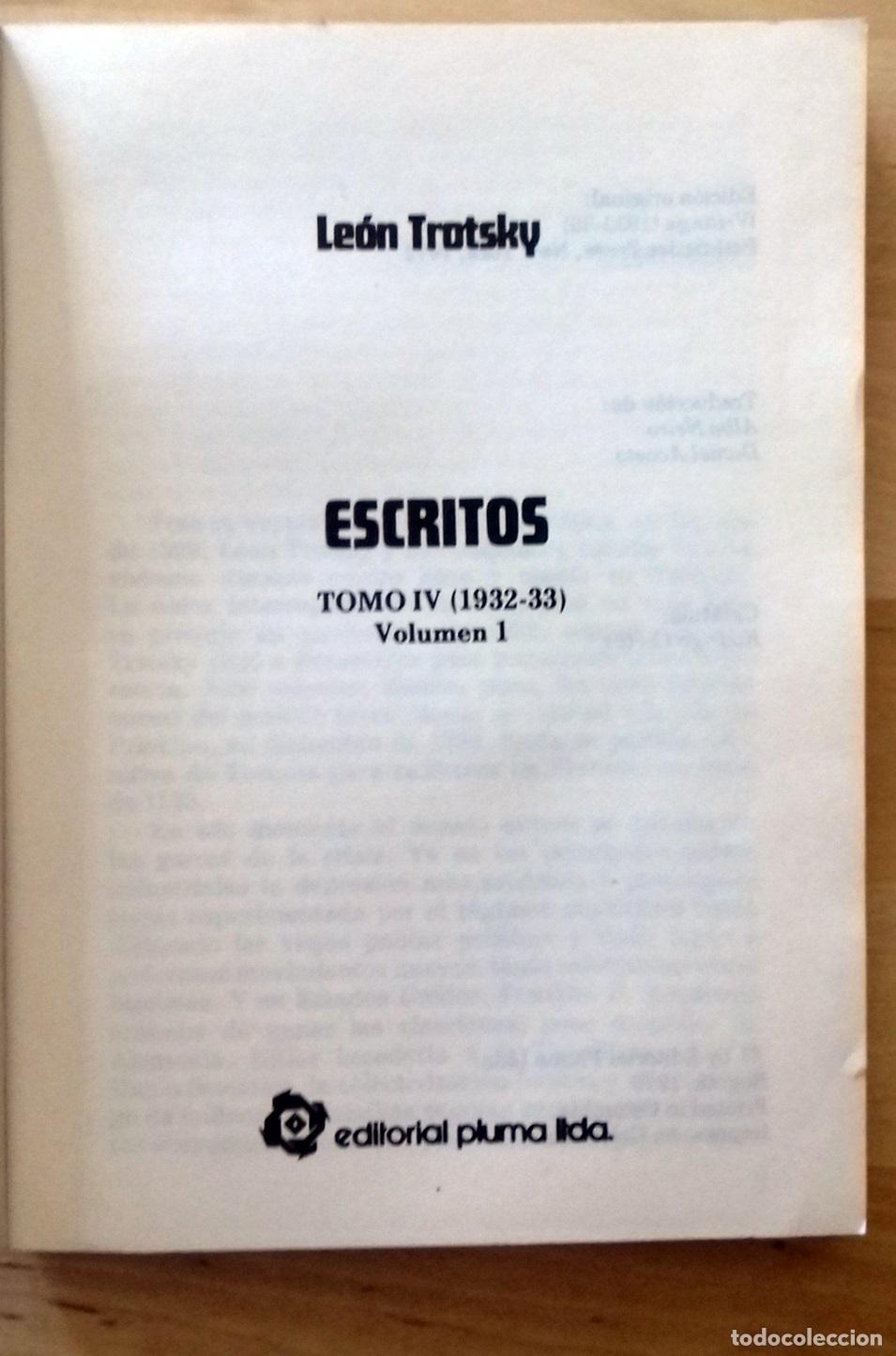 Libros: Le&oacute;n Trotsky - ESCRITOS. TOMO IV. 1932-33. VOL. I - Foto 2