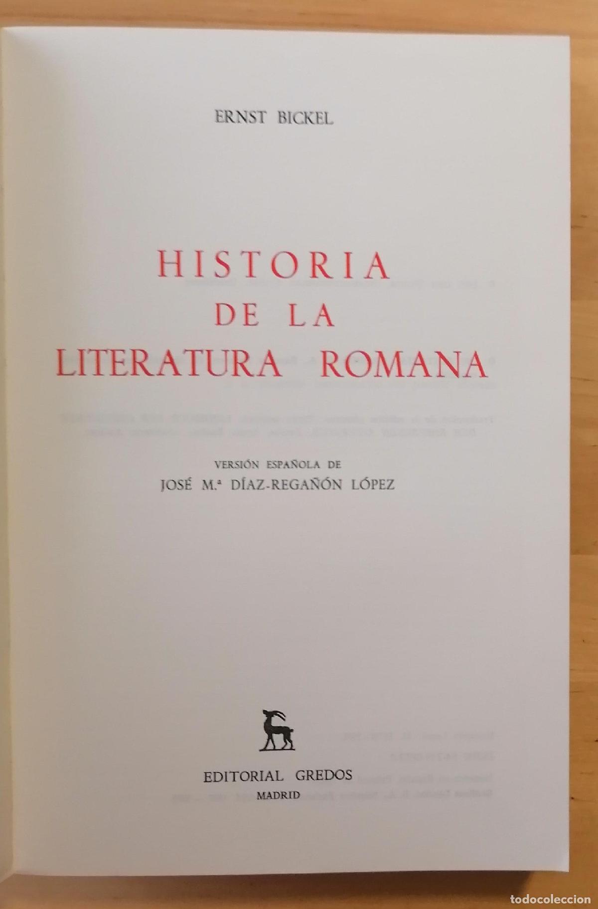 Libros: Ernst Bickel - HISTORIA DE LA LITERATURA ROMANA - Foto 2