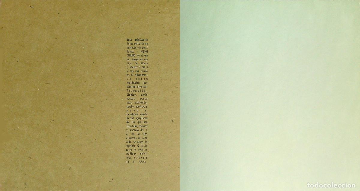 Libros: MAISON SOLEDAD - MARCOS BRITO - 1993 - TENERIFE - CANARIAS - Foto 2