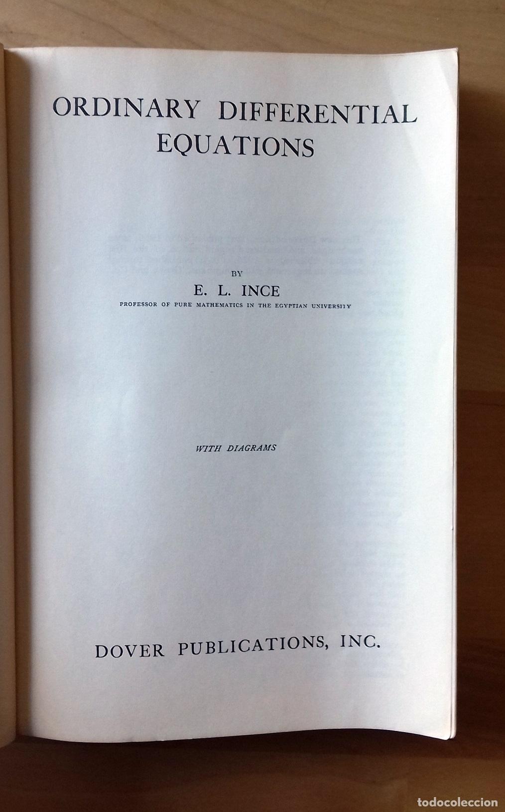 Libros: E. L. Ince - ORDINARY DIFFERENTIAL EQUATIONS - Foto 2