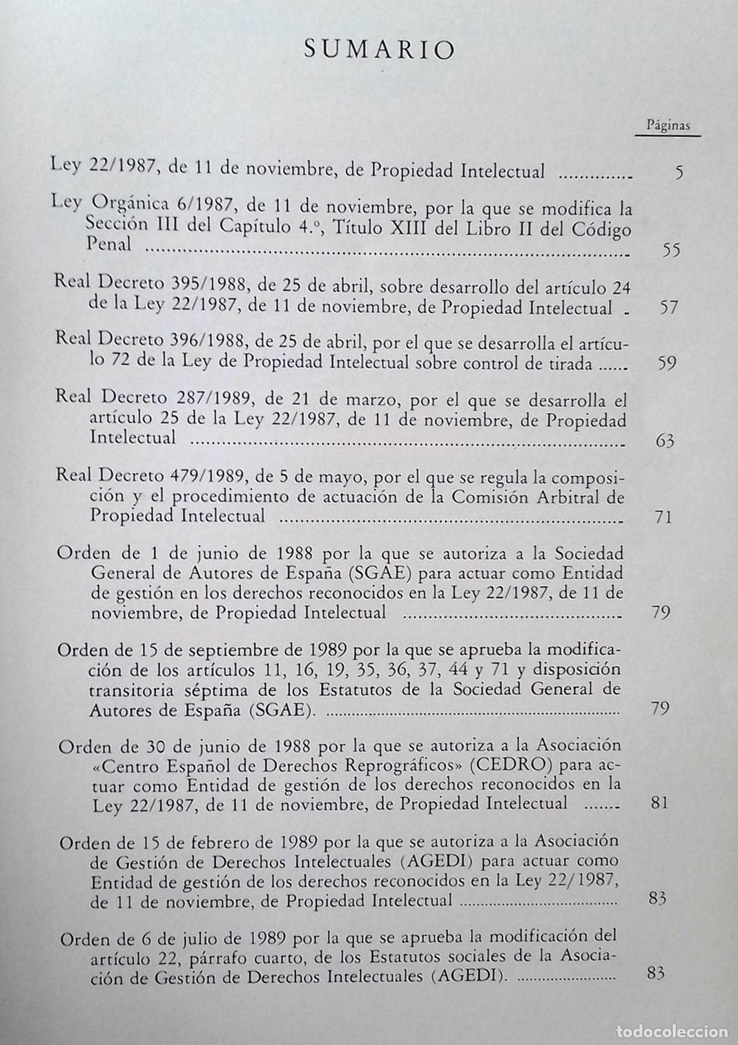 Libros: VV.AA. - PROPIEDAD INTELECTUAL 1991 - Foto 3