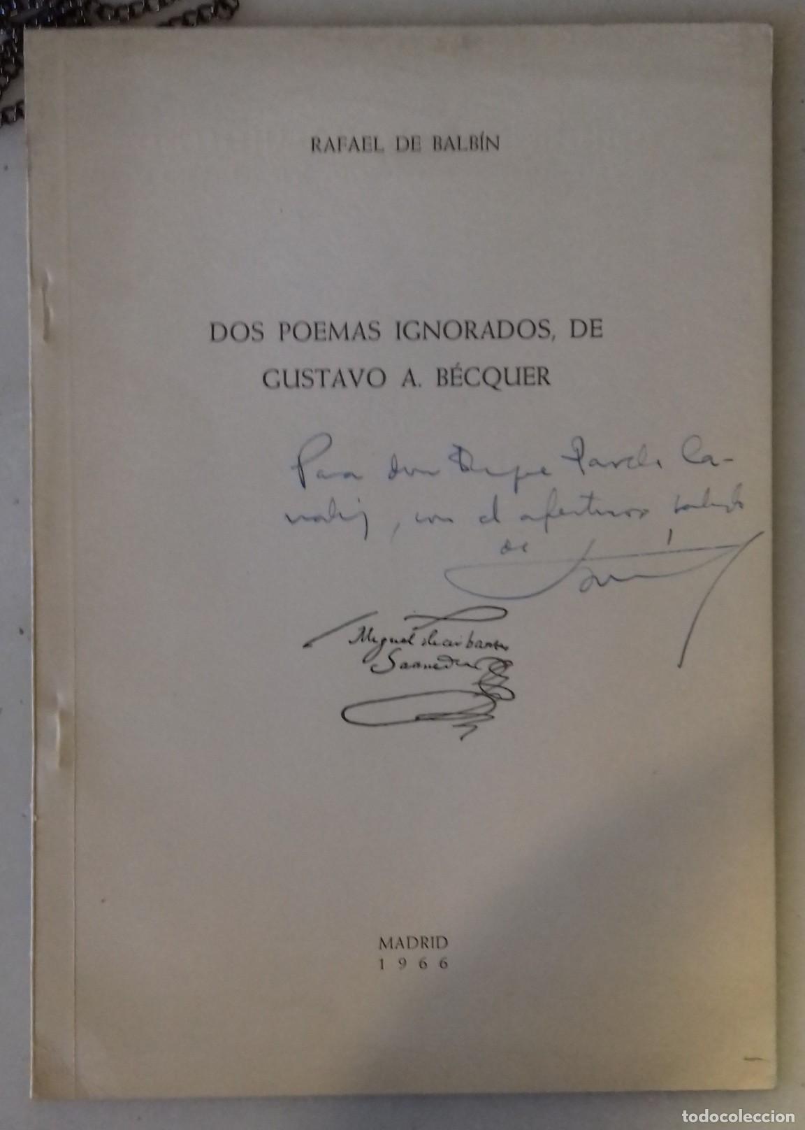 Libros: Rafael de Balb&iacute;n - DOS POEMAS IGNORADOS DE GUSTAVO A. B&Eacute;CQUER - Foto 1