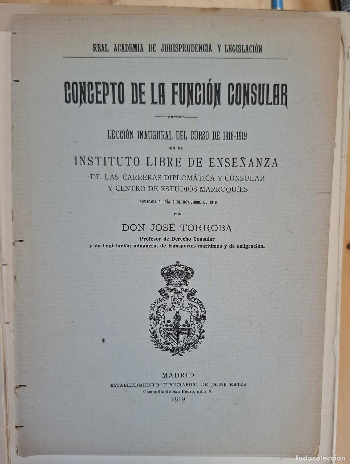 Libros: Jos&eacute; Torroba - CONCEPTO DE LA FUNCI&Oacute;N CONSULAR - Foto 1