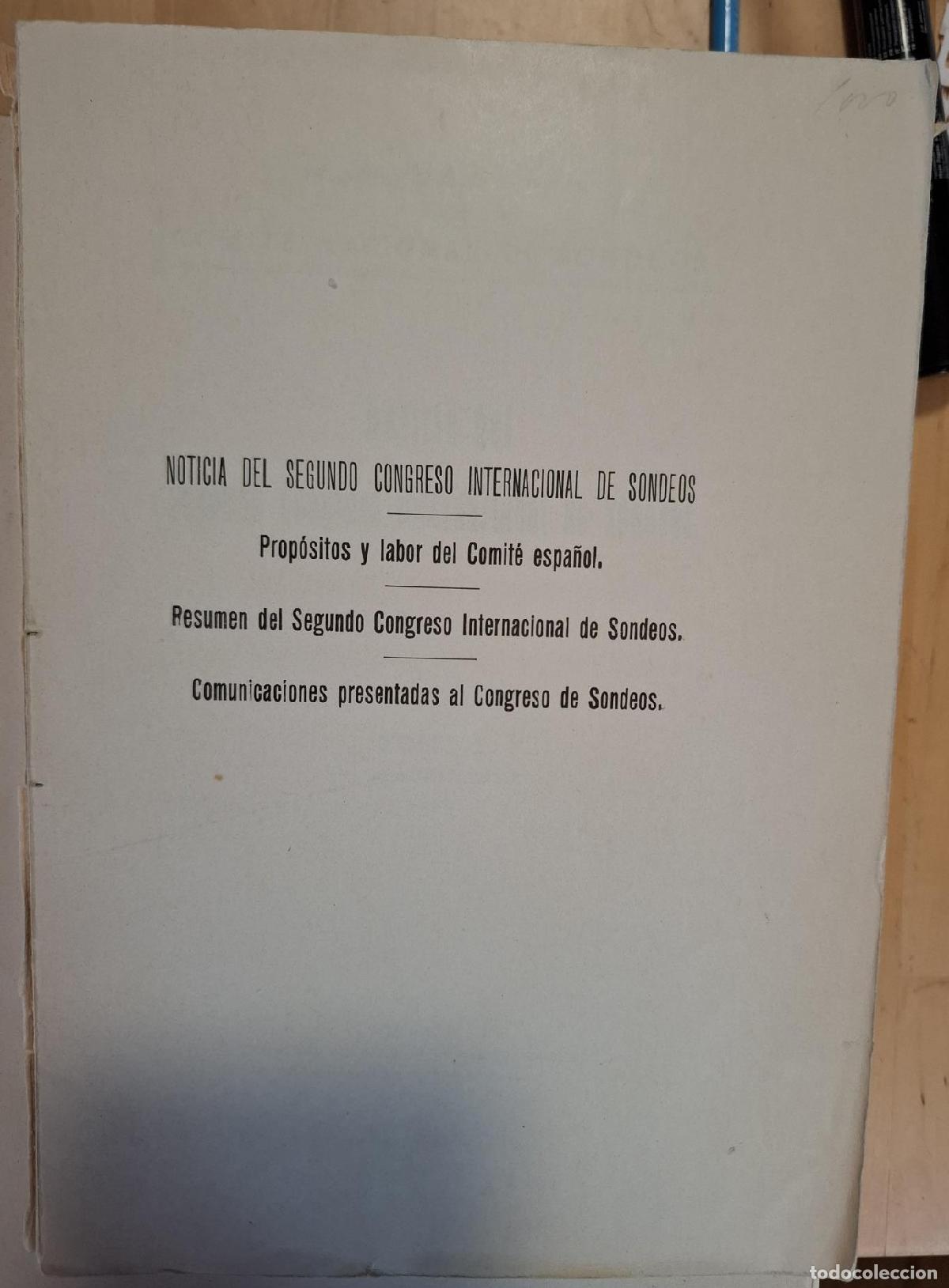 Libros: VV.AA. - NOTICIA DEL SEGUNDO CONGRESO INTERNACIONAL DE SONDEOS. TOMO I. 3&ordm; FASC&Iacute;CULO. 1929