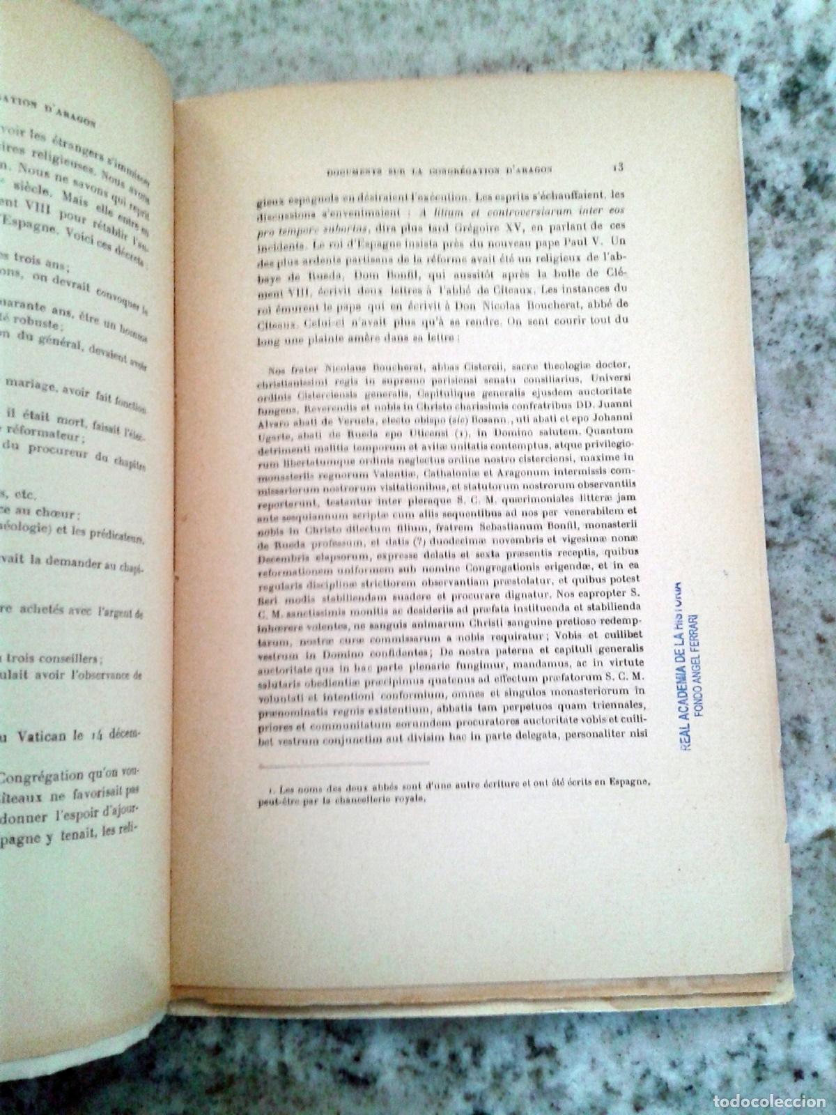Libros: Joseph Rabory - DOCUMENTS SUR LA CONGREGATION D ARAGON DE L ORDRE DE CITEAUX - Foto 2