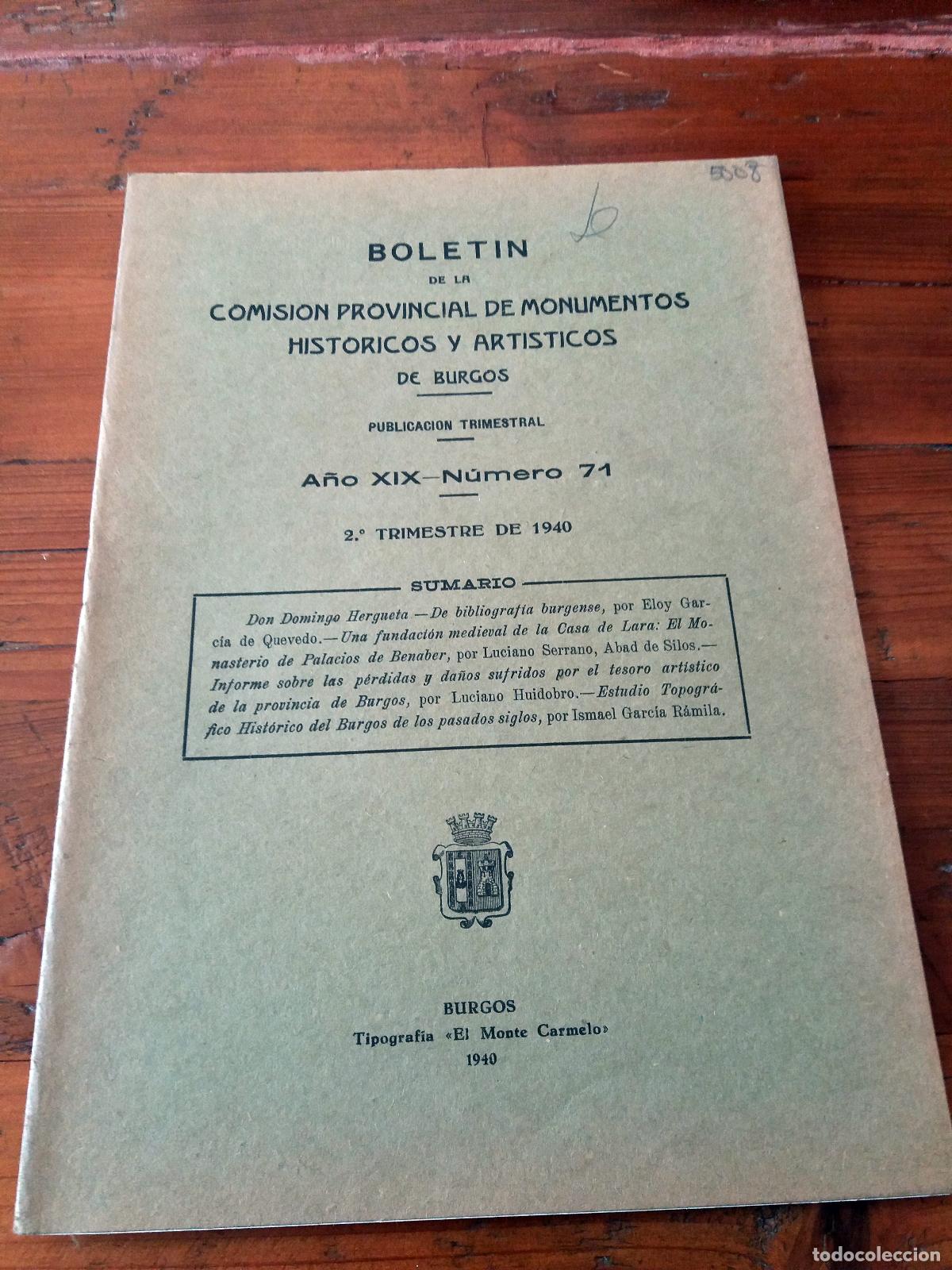 Livres: vvaa - BOLETIN DE LA COMISION PROVINCIAL DE MONUMENTOS HISTORICOS Y ARTISTICOS DE BURGOS. A&ntilde;o XIX. 2