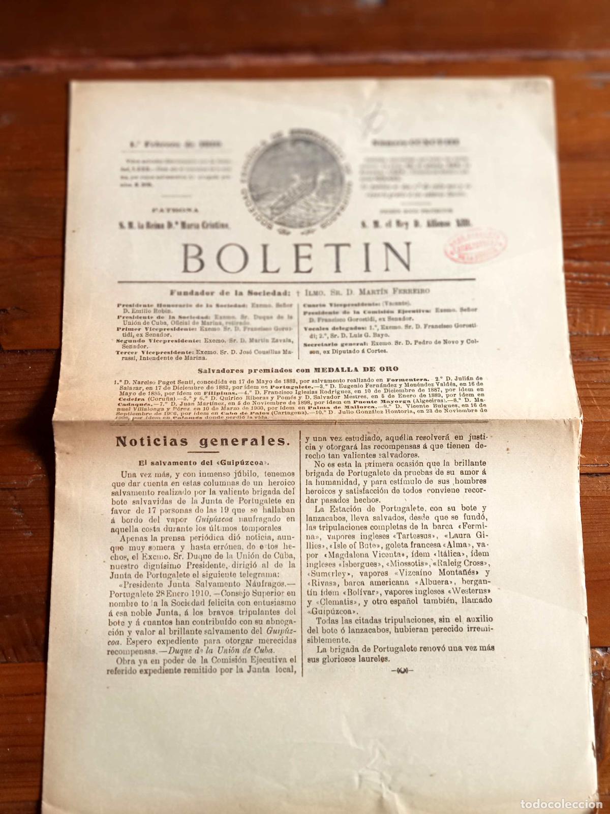 books: vvaa - BOLETIN DE LA SOCIEDAD ESPA&Ntilde;OLA DE SALVAMENTO DE NAUFRAGOS. n&ordm; CCXCVIII. 1 de Febrero de 1910