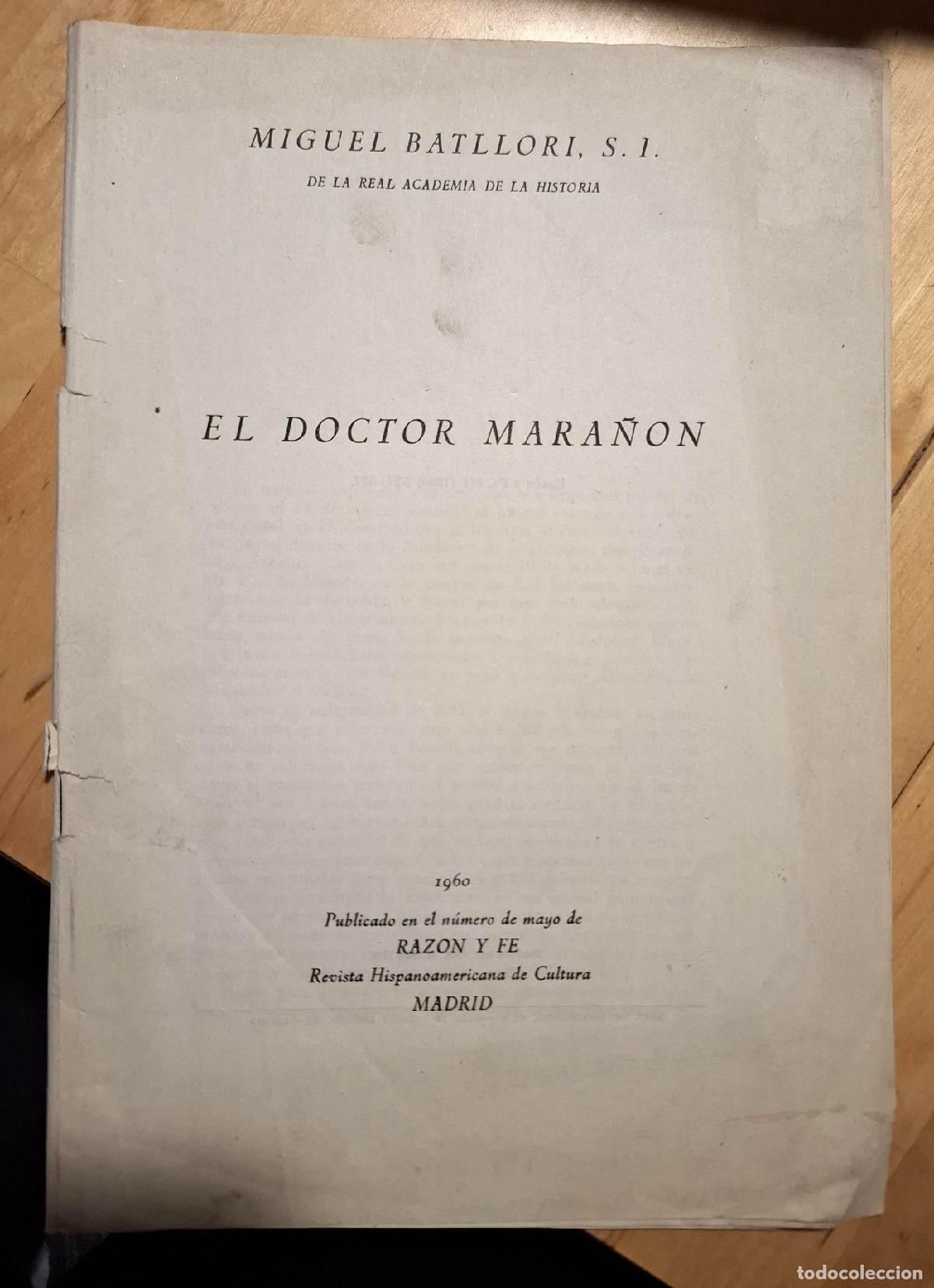 Libros: Miguel Batllori - EL DOCTOR MARA&Ntilde;&Oacute;N - Foto 1