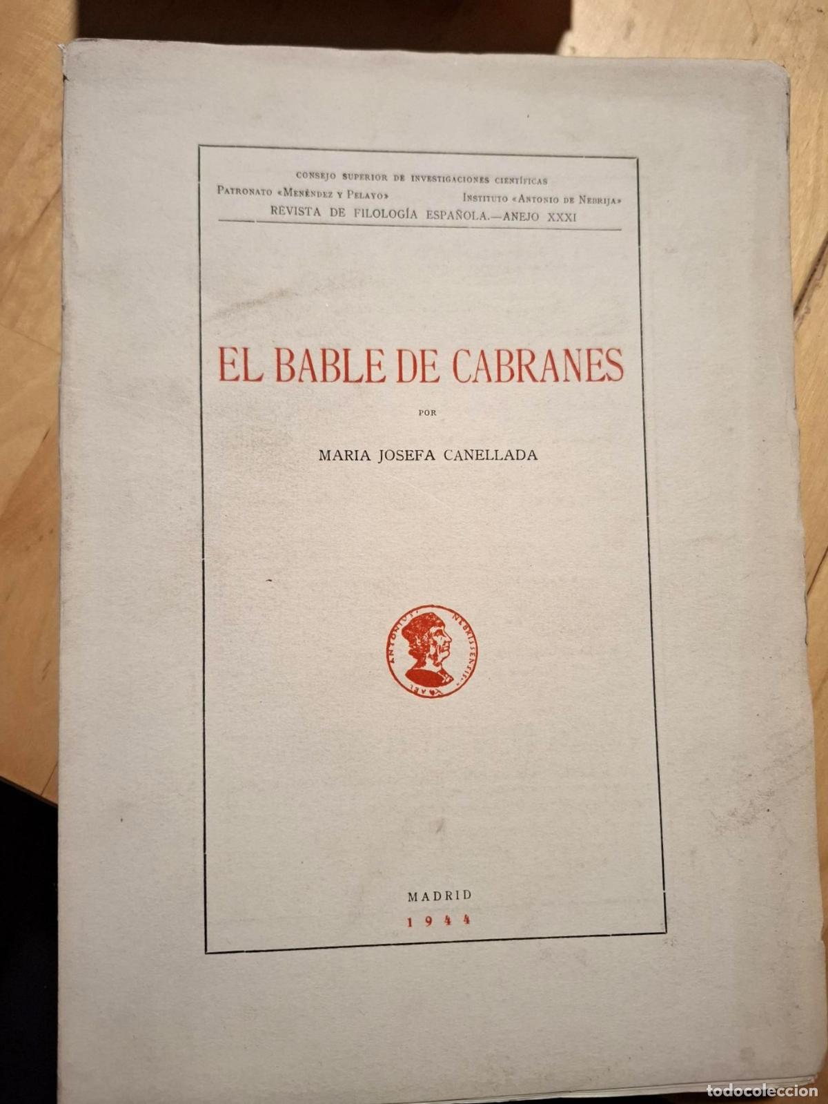Libros: Mar&iacute;a Josefa Canellada - EL BABLE DE CABRANES - Foto 1