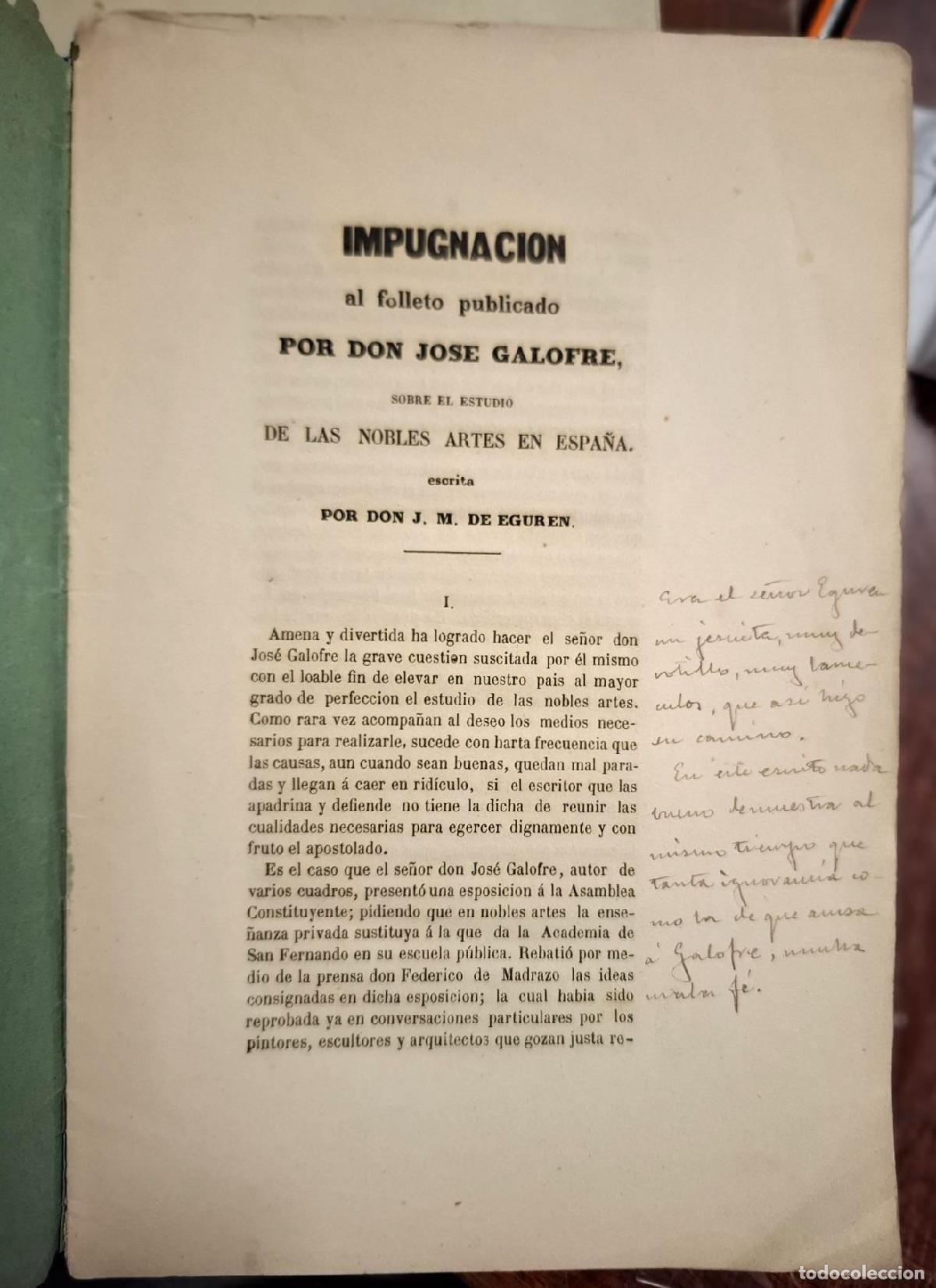 B&uuml;cher: J. M. de Eguren - IMPUGNACI&Oacute;N AL FOLLETO PUBLICADO POR DON JOS&Eacute; GALOFRE SOBRE EL ESTUDIO DE LAS NOBL