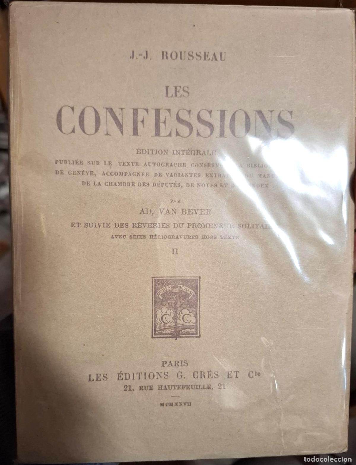 Libros: Jean Jacques Rousseau - LES CONFESSIONS TOME I-II - Foto 2