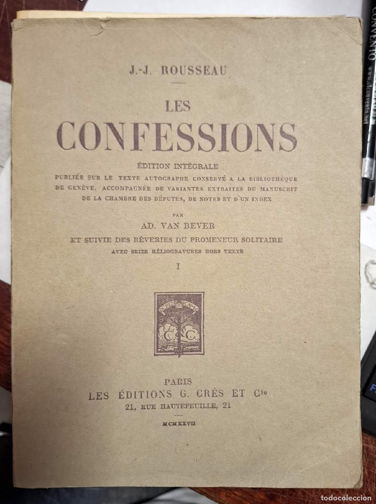 Libros: Jean Jacques Rousseau - LES CONFESSIONS TOME I-II - Foto 1