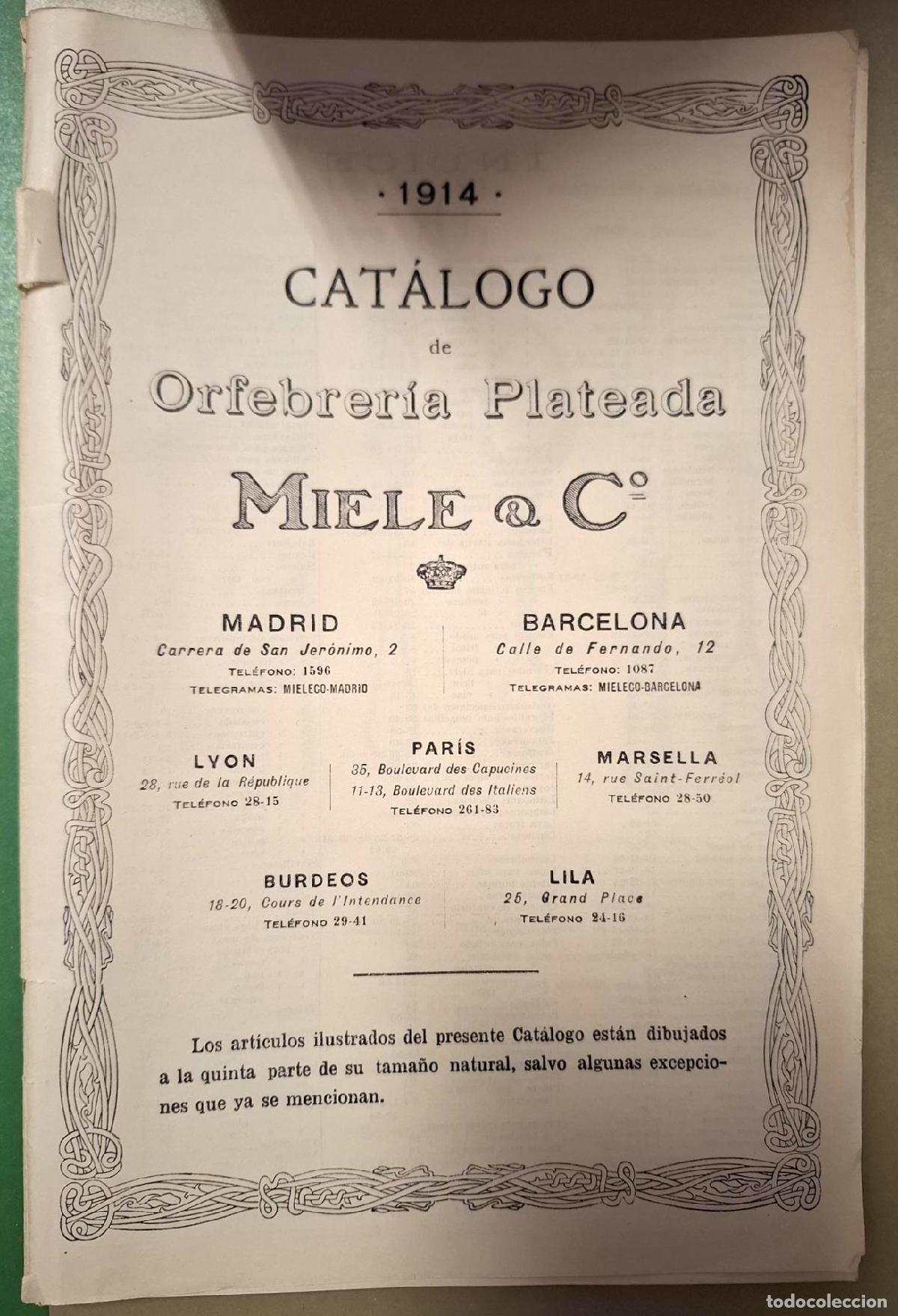 Libri di seconda mano: CATALOGO DE ORFEBRERIA PLATEADA MIELE 1914