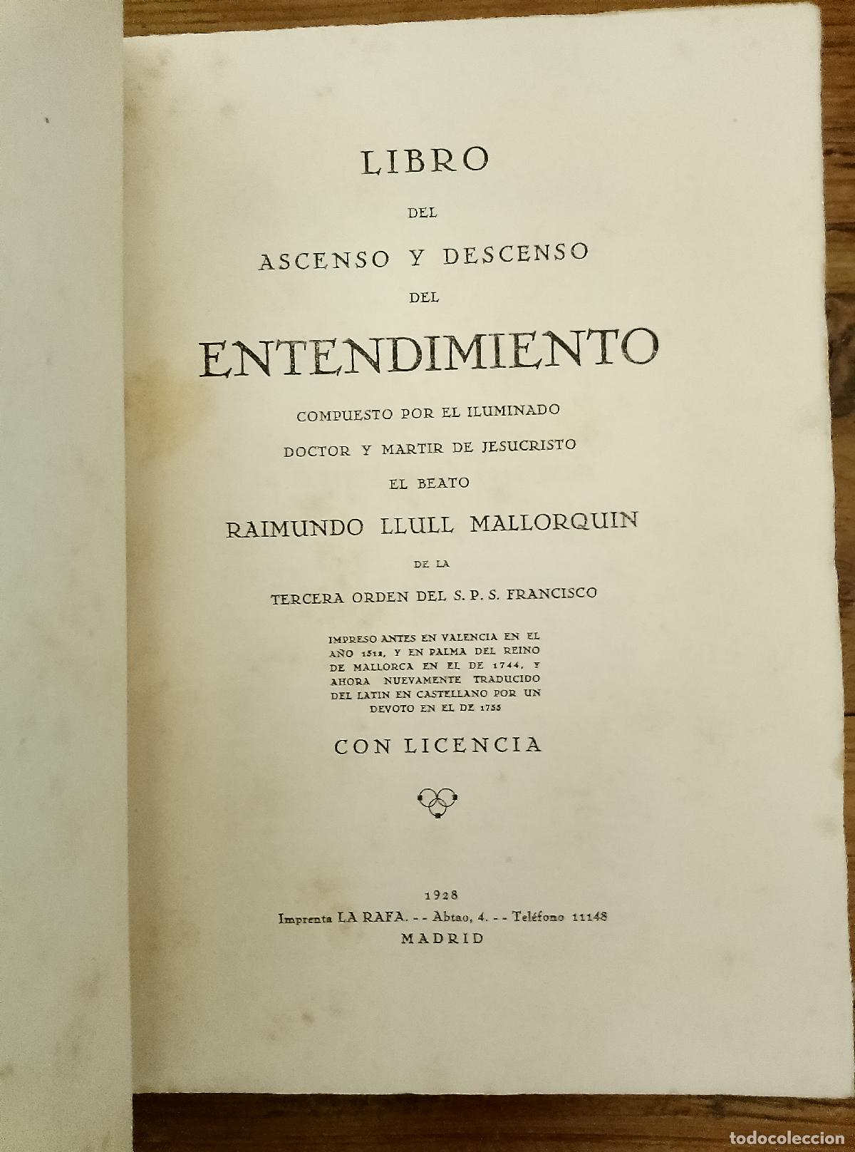 Libros: Raimundo Lulio - EL LIBRO DEL ASCENSO Y DESCENSO DEL ENTENDIMIENTO. - Foto 2