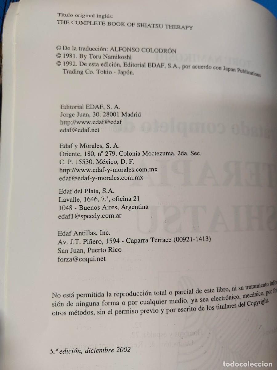 Libros: TRATADO COMPLETO DE TERAPIA SHIATSU / EDAF - Foto 2