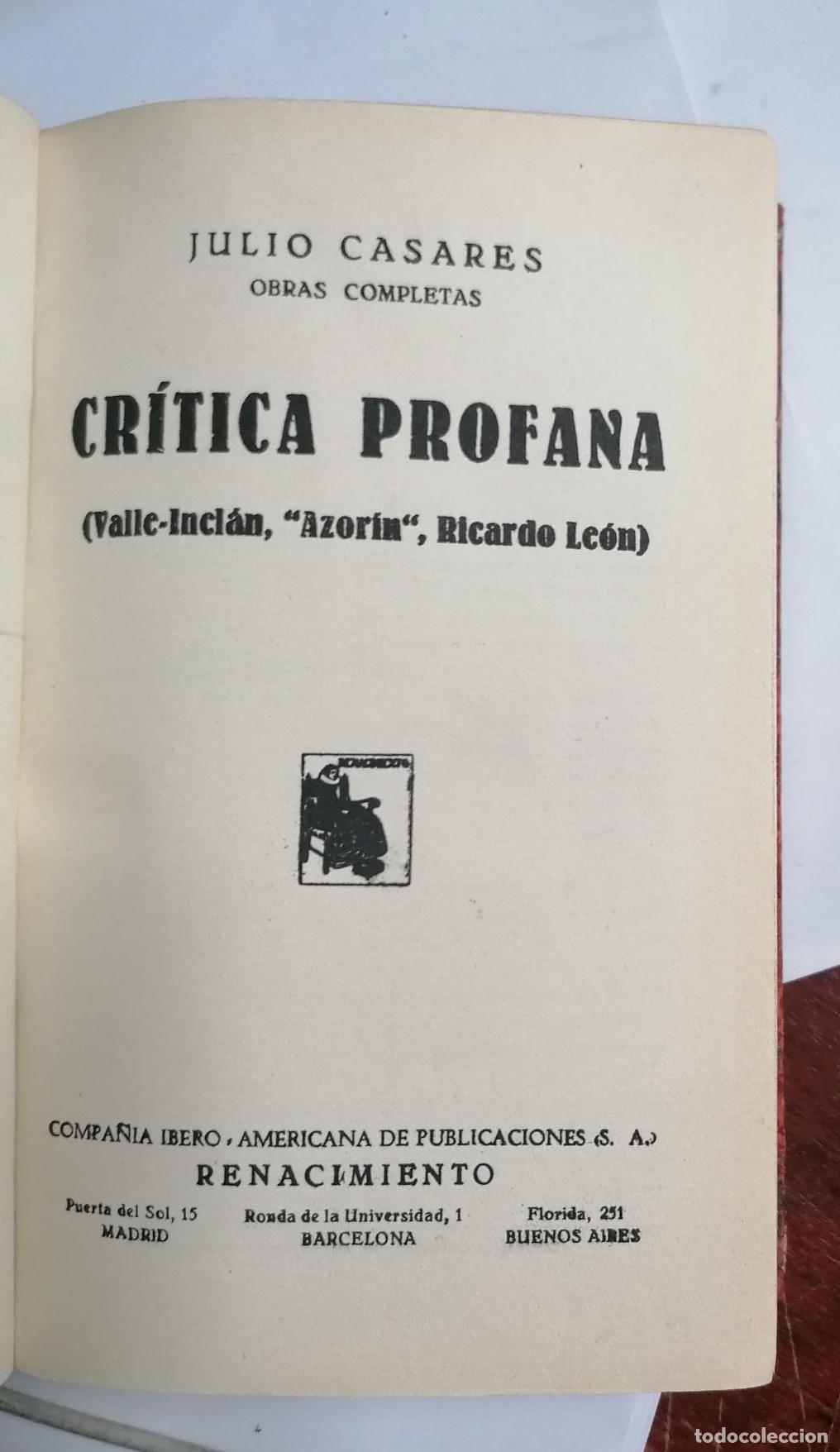 Libros: Julio Casares - CR&Iacute;TICA PROFANA - Foto 2