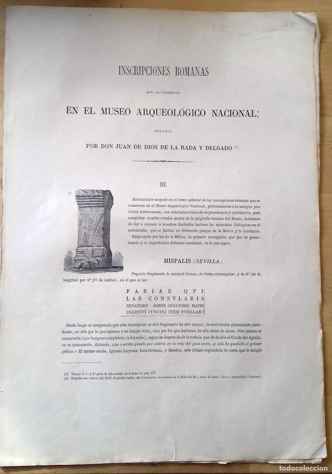 Livros em segunda m&atilde;o: Rada y Delgado, Juan de Dios de la - INSCRIPCIONES ROMANAS QUE SE CONSERVAN EN EL MUSEO ARQUEOL&Oacute;GICO