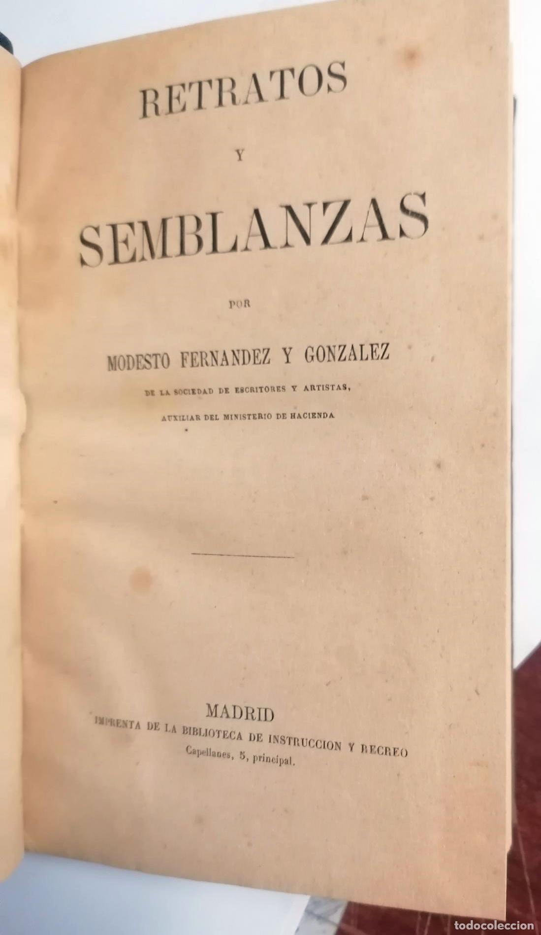 Libros: Modesto Fern&aacute;ndez y Gonz&aacute;lez - RETRATOS Y SEMBLANZAS - Foto 3