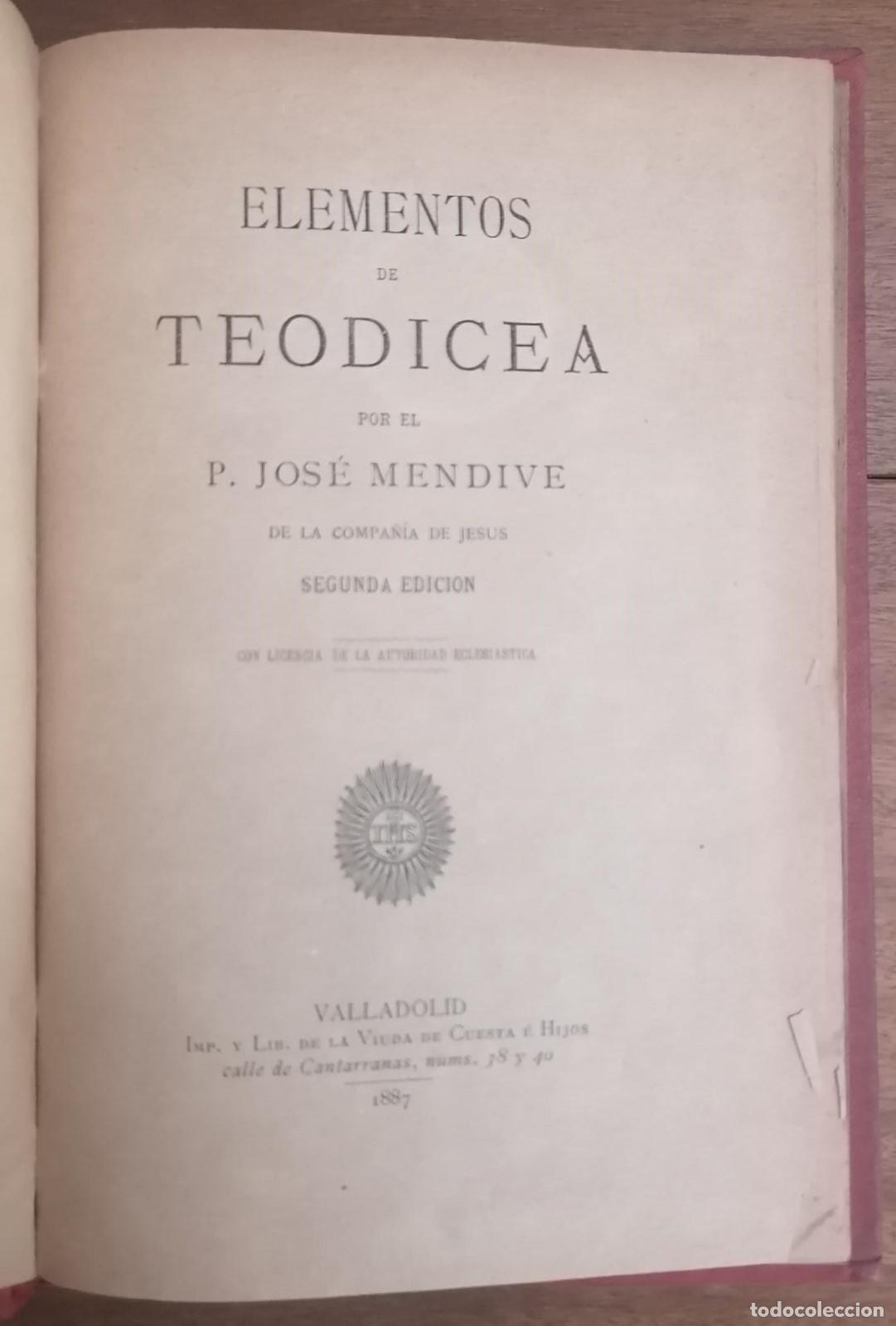 Libros: P. Jos&eacute; Mendive - ELEMENTOS DE TEODICEA. - Foto 1