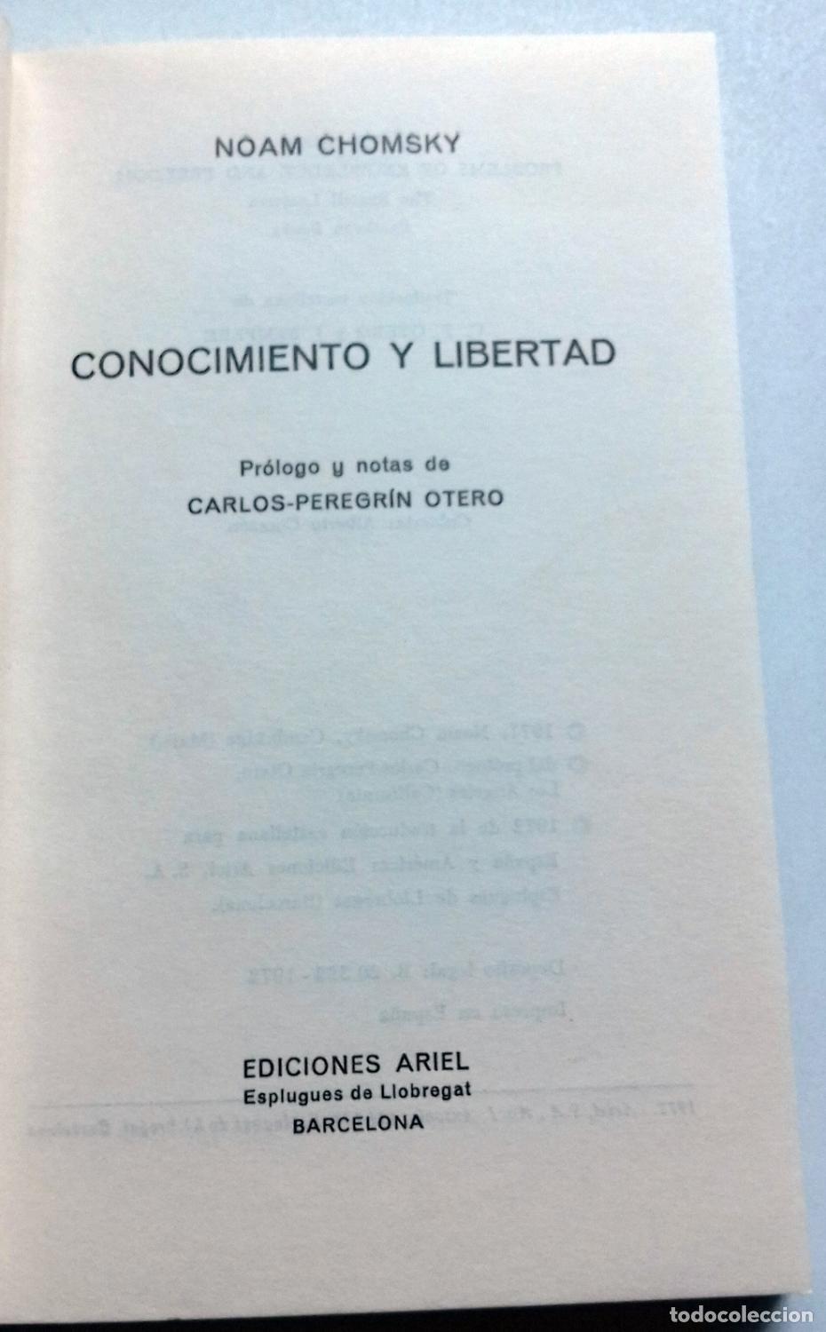 Libros: Chomsky, Noam - CONOCIMIENTO Y LIBERTAD - Foto 3