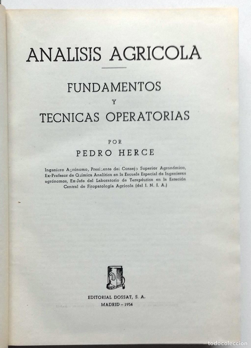 Libros: Herce, Pedro - AN&Aacute;LISIS AGR&Iacute;COLA. FUNDAMENTOS Y T&Eacute;CNICAS OPERATORIAS - Foto 2